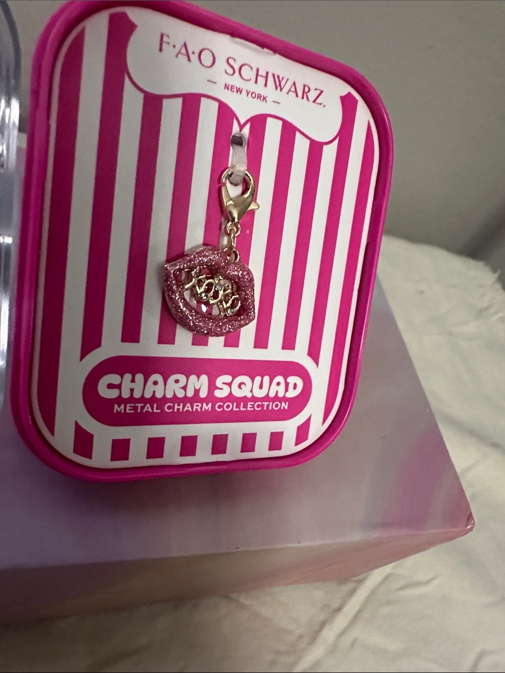 FAO Schwarz Pink Glitter Lip Charm - Charm Squad NWT